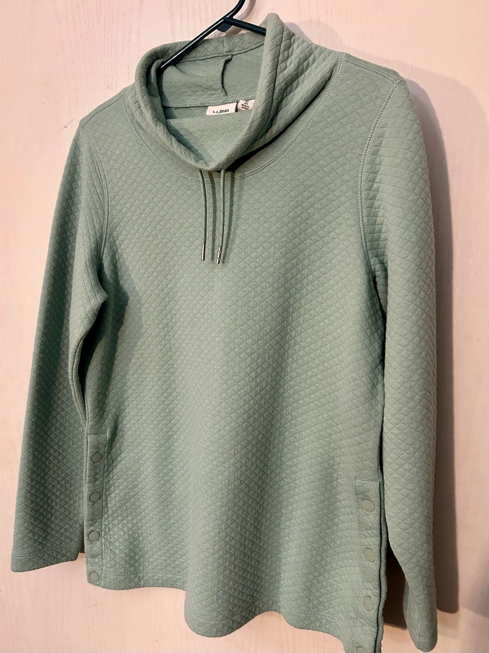 L.L.Bean Quilted Cowl Neck Pullover Sage Green Women’s M